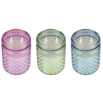 Candle  with 2 Wicks in Round Glass Container, 12.8cm - assorted 